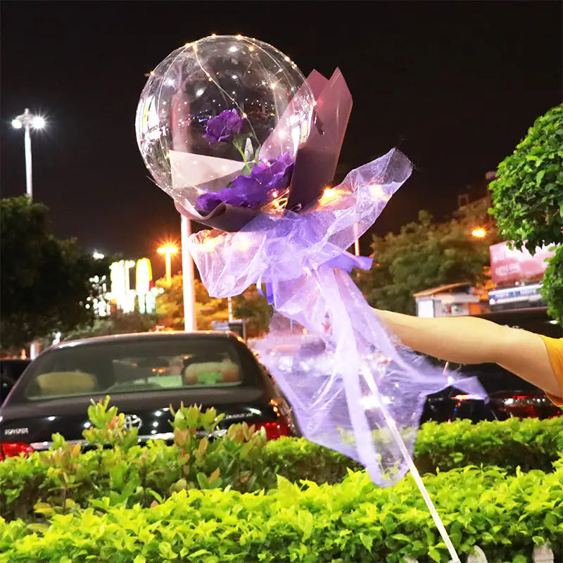 LED Luminous Transparent Balloon Rose Bouquet