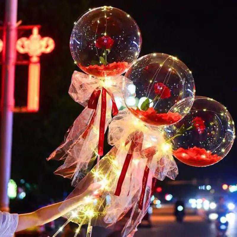 LED Luminous Transparent Balloon Rose Bouquet