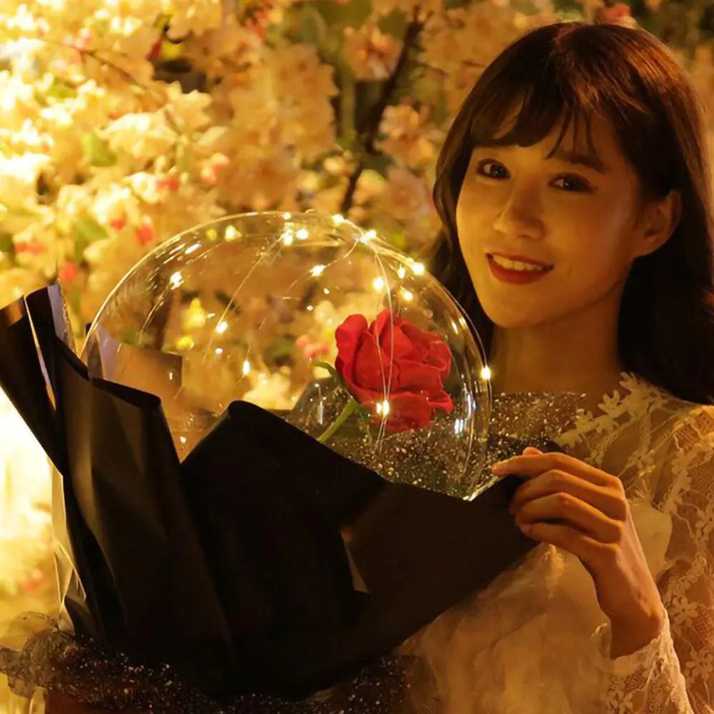 LED Luminous Transparent Balloon Rose Bouquet