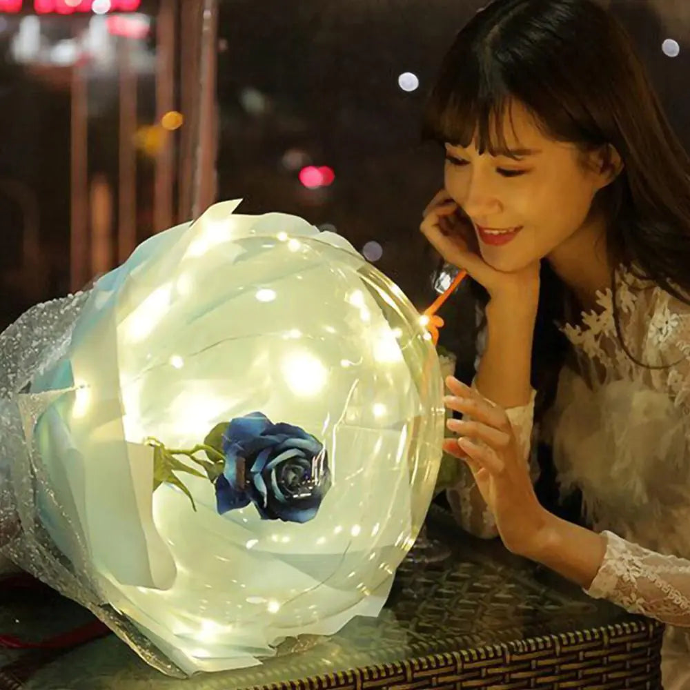 LED Luminous Transparent Balloon Rose Bouquet